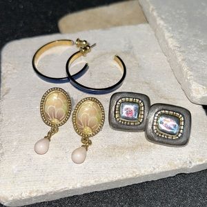 Three beautiful earrings. Silver & Gold tone SUPER FAST SHIPPING